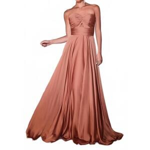 NEW LADIVINE strapless a line satin keyhole dress in rose gold